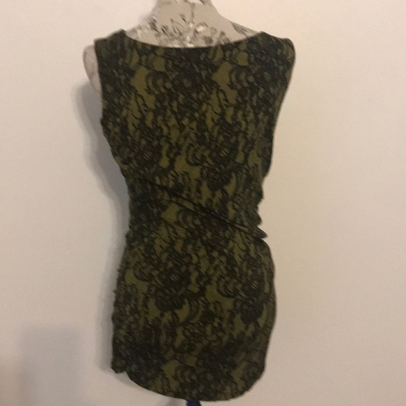 *nicole Miller Green Black Top L - Picture 4 of 5